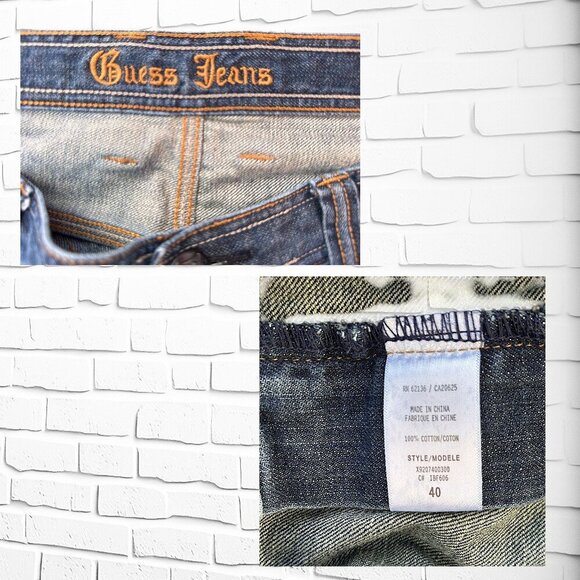 Mens Guess Jeans - Size 40  Baggy Fit  Mint Condition  Unique Back Pocket Design - Picture 4 of 6